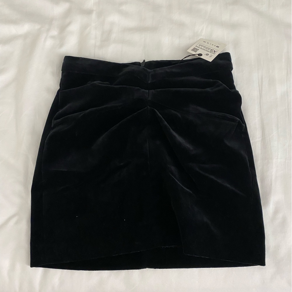 Zara Velvet Ruched Mini Skirt